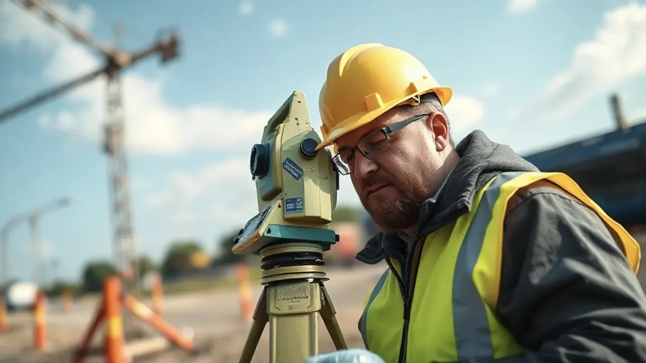 A professional carrying out land surveying near Gravesend