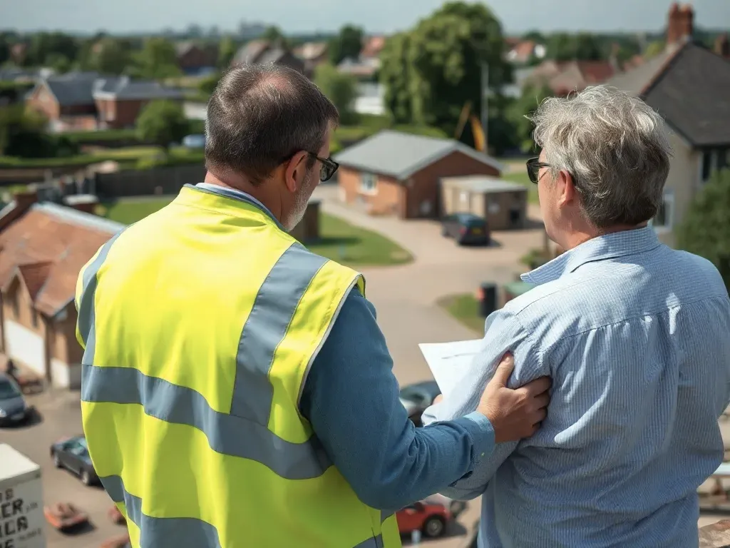 An elevated view across a site relevant to listed building survey near Gravesend