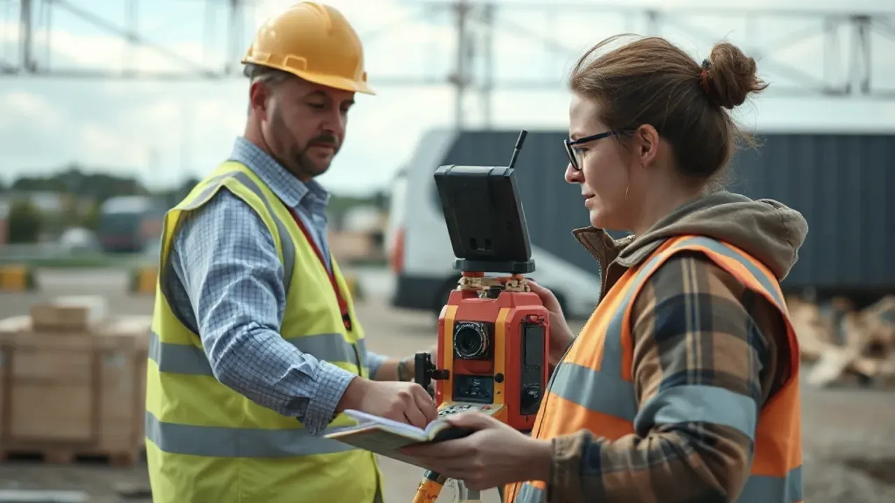 Two professionals working on Site surveying in Northfleet and Ebbsfleet near Gravesend